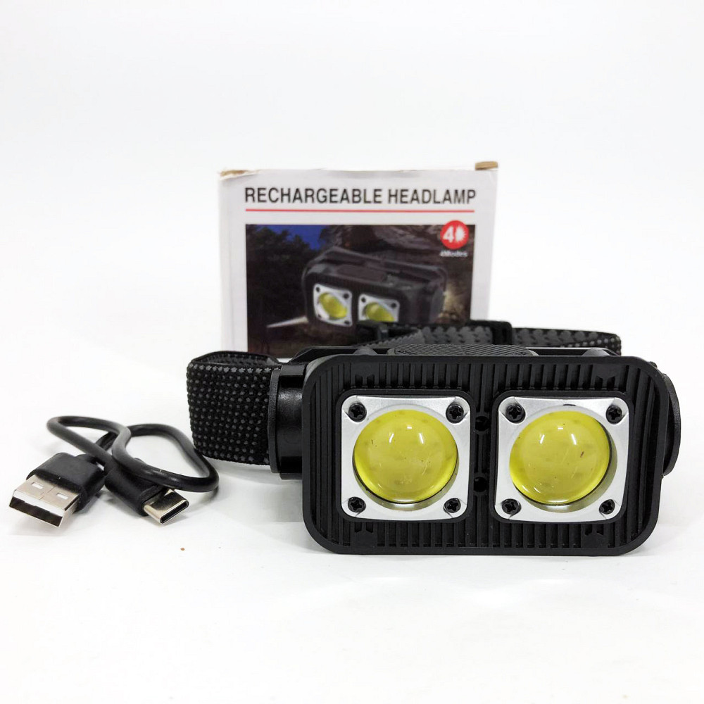 Налобний ліхтар для сто K372-2COB, Тактичний ліхтар з ремінцем для голови Налобний з лінзою OE-12 Львів - фото 2