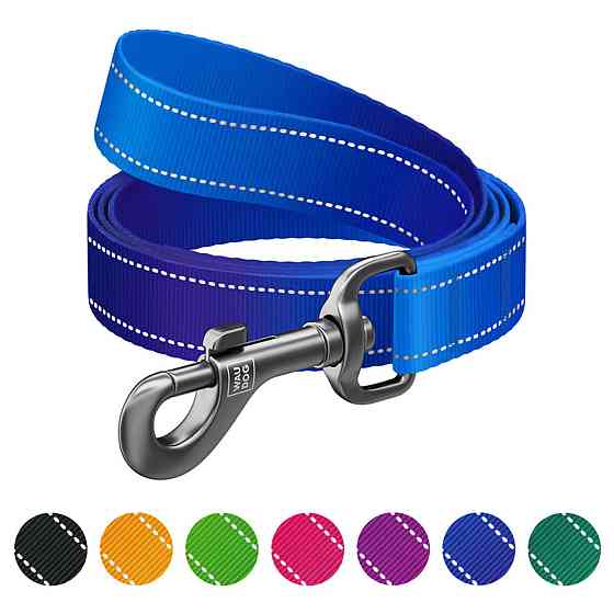 Поводок для собак нейлоновый WAUDOG Nylon Mono, светоотражающий, M, Ш 20 мм, Длинна 122 см синий Киев