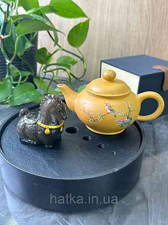 Чайник заварювальний ісинська глина ручна робота 200 мл "Квітуча сакура" жовтий Т2580 Київ