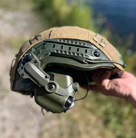 Тактический комплект шлем Fast + кавер + наушники Earmor М31 + крепление Чебурашка (Оливковый) M Винница