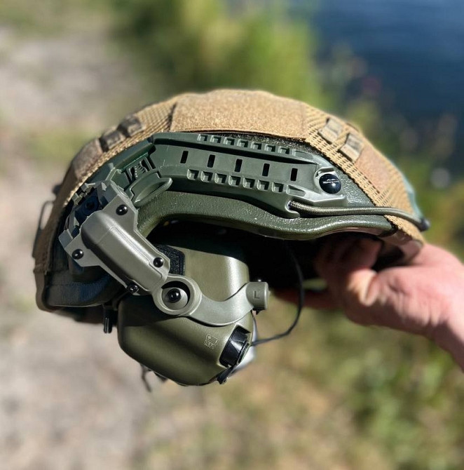 Тактический комплект шлем Fast + кавер + наушники Earmor М31 + крепление Чебурашка (Оливковый) M Винница - изображение 5