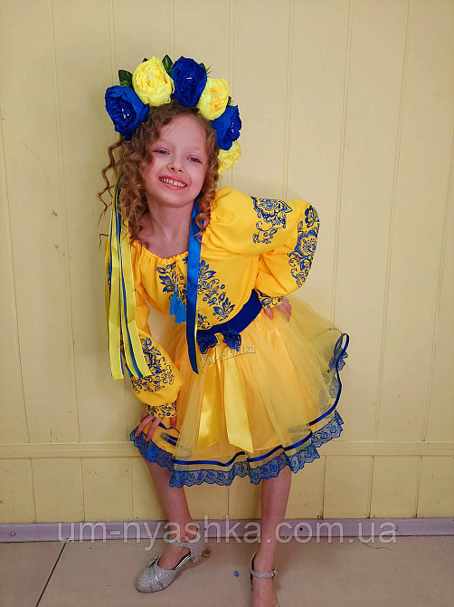 Синьо-жовтий костюм вишиванка "Троянда-листочки" Кривий Ріг - фото 5