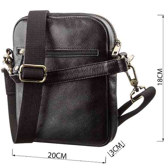 Чоловіча шкіряна сумка з двома знімними ручками SHVIGEL 19110 Чорна Київ