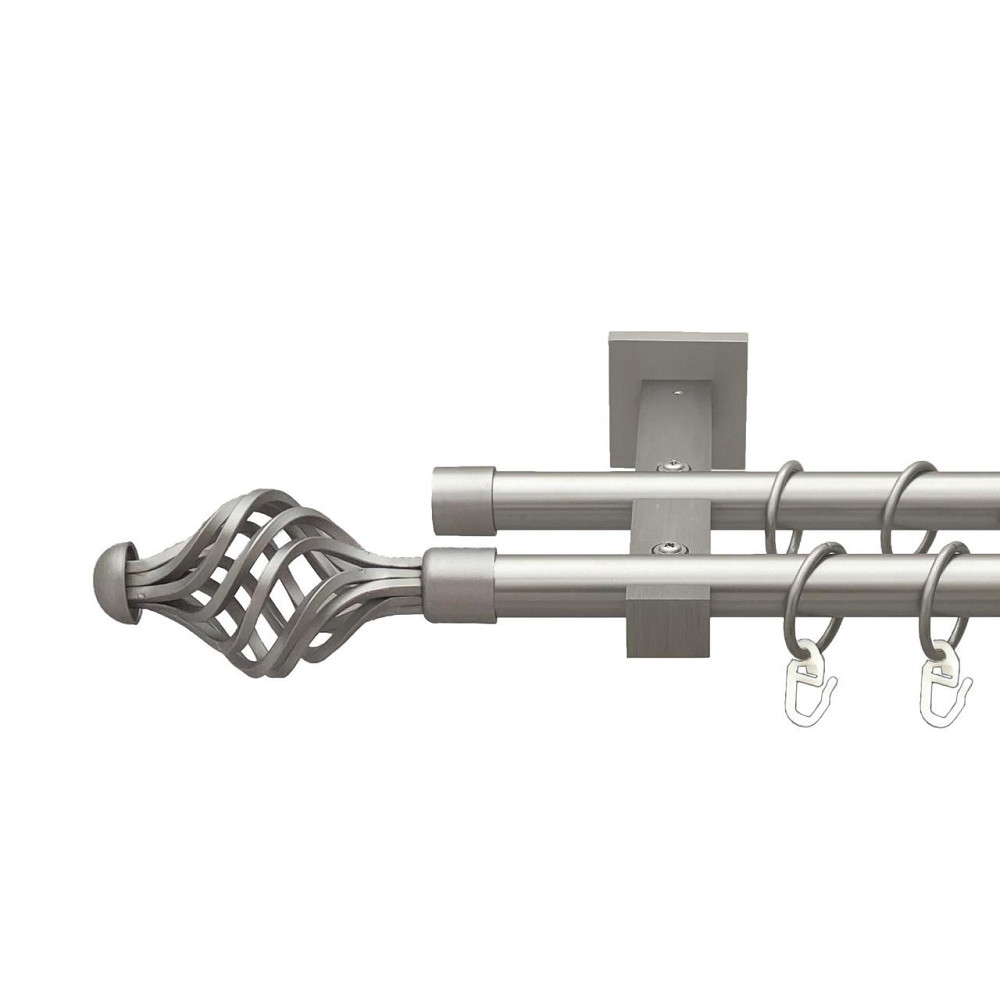 Карниз Orvit Арезо металевий дворядний техно гладка труба кільце металеве Сатин 19\19 мм 160 см (00-00027335) Львів - фото 1