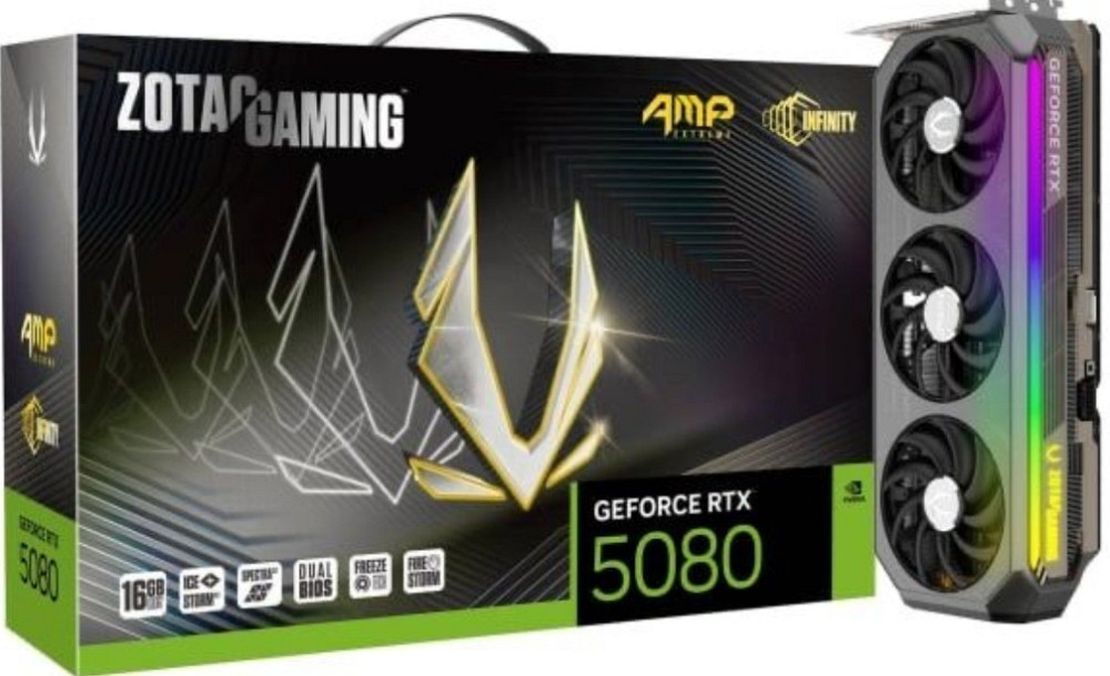 Видеокарта ZOTAC GeForce RTX 5080 AMP Extreme Infinity 16Gb. GDDR7 DLSS4 Киев - изображение 1