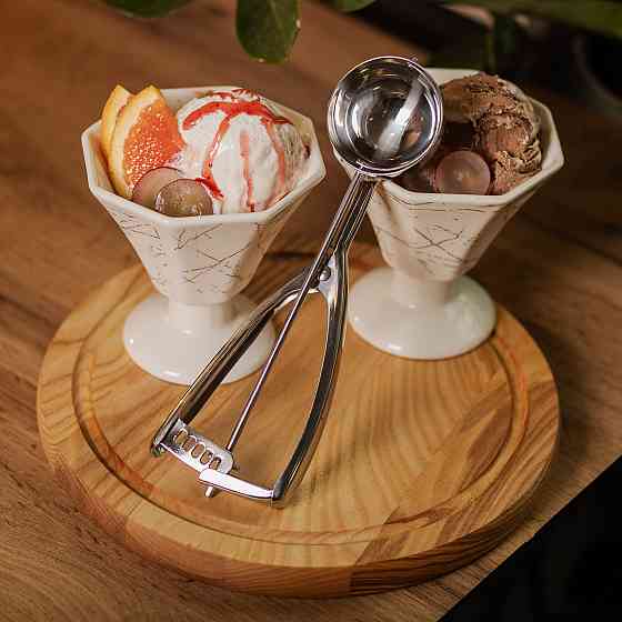 Кругла ложка для морозива 22×6,5 см з нержавіючої сталі HP-19-20-6,5x22,8CM Київ