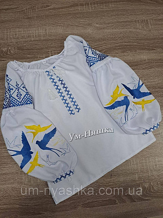 Дитяча вишита блузка з ластівками жовто-синя Кривий Ріг - фото 5
