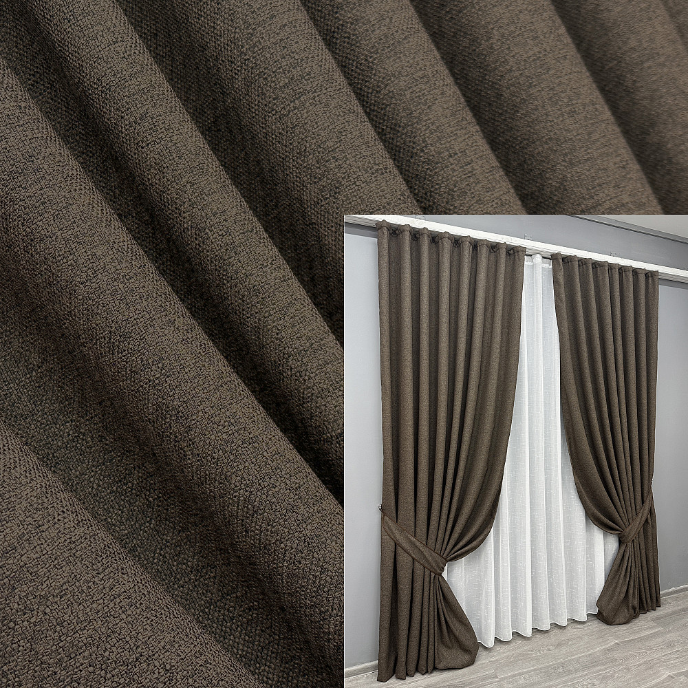 Комплект готовых штор VR-Textil Лен ELEMENTA № 1867ш Венге 100х290см 2 шт (31-993) Киев - изображение 1