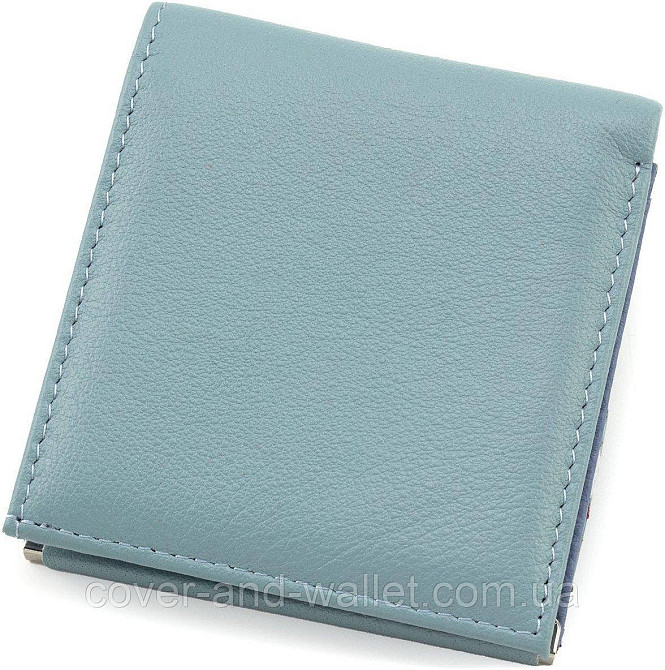 Блакитний жіночий шкіряний гаманець маленького розміру на кнопці Marco Coverna MC 1420 Київ - фото 3