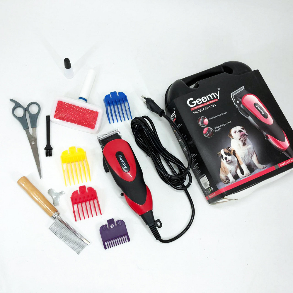 Машинка Gemei GM-1023 для стрижки животных с 4 насадками для любого типа шерсти + ножницы и расческа-гребешок CR-54 Львов - изображение 3