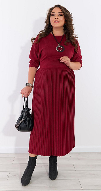 Комфортное платье плиссе из эко замши (48) Киев - изображение 1