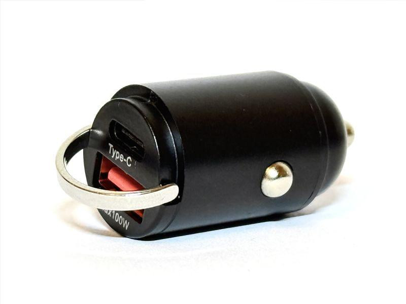 Компактний автомобільний зарядний пристрій/штекер в прикурювач USB-A/TYPE-C QC 3.0 100W 12/24V Харків - фото 1