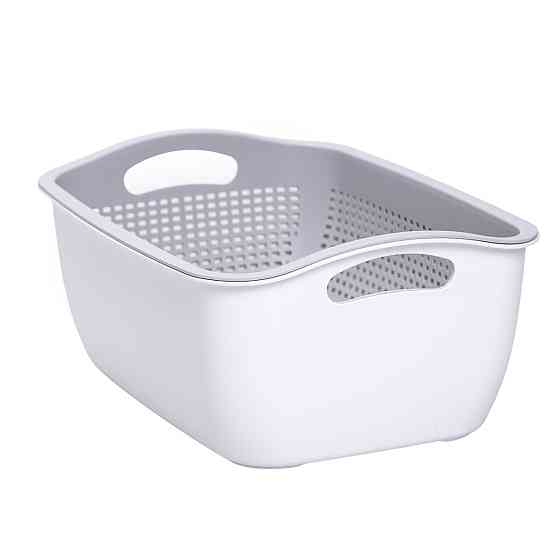 Yiwu Кошик-друшлак 2 в 1 для миття овочів, фруктів і зелені 29,5×21×11 (см) Сірий HP-45-6G Коломыя