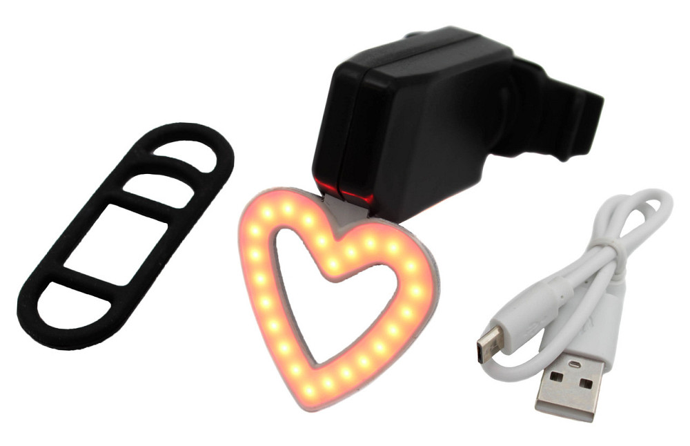 Велосипедний задній ліхтарик мигалка акумуляторний Серце 902 microUSB Дніпро - фото 1