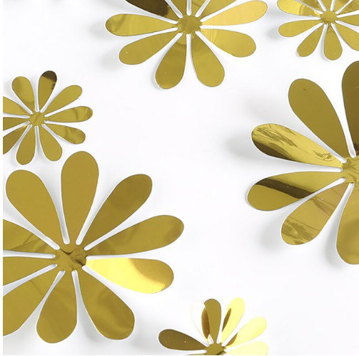 Набор золотых цветочков - 12шт. разных размеров, пластик, в набор входит 2-х сторонний скотч Киев - изображение 1