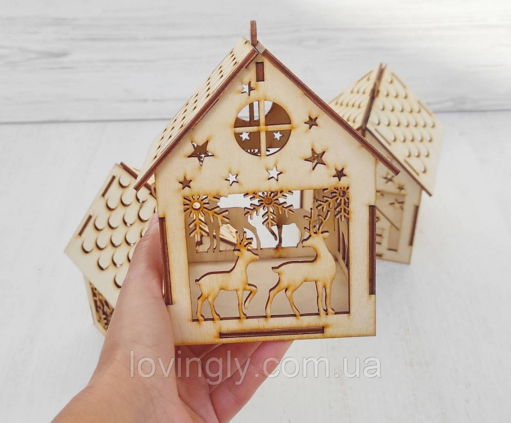 Рождественский деревянный домик с LED свечей - декор и подарок ручной работы Ирпень - изображение 4