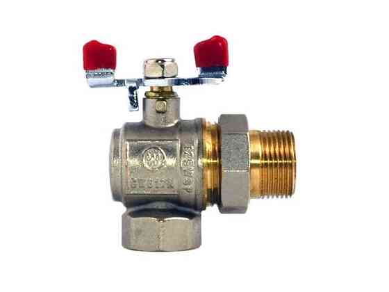 Кран з американкою 3/4 кутовий, WP400-20FMW-L - ручка метелик червона ТМ WATERPRO Solmir Київ