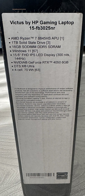 Ноутбук HP Victus 15.6 ryzen7rtx4050 1TB Київ - фото 1