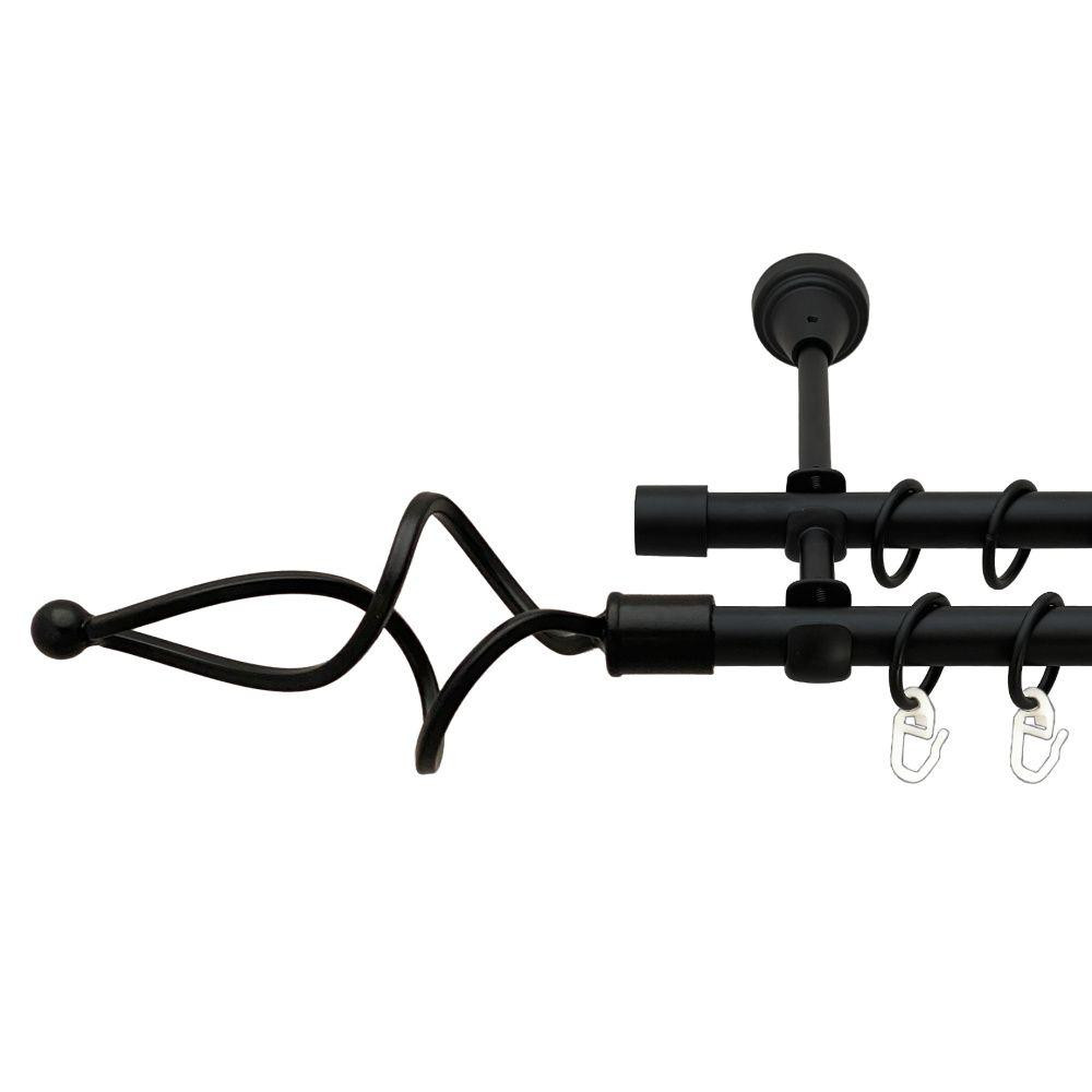 Карниз Orvit Ажур Хвилястий металевий дворядний відкритий гладка труба кільце металеве Чорний Оксамит 16\16 мм 200 см Львів - фото 1