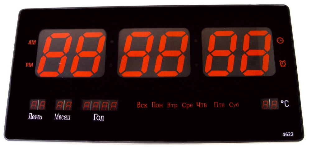 Настінні LED годинник CW 4622 з червоним підсвічуванням, чорні Вінниця - фото 1