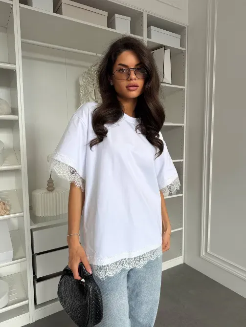 Женская oversize футболка с кружевом - трендовая футболка Одесса - изображение 16