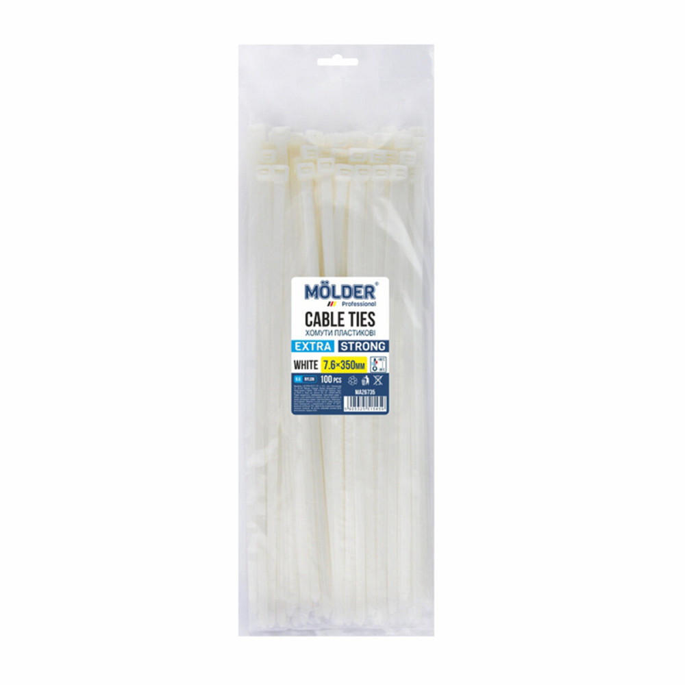 Хомути Molder пластикові білі 7.6x350, 100шт Киев - изображение 1