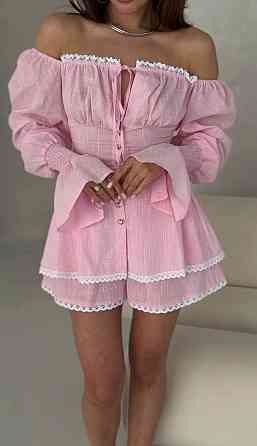 Жіночий стильний романтичний легкий костюм з натурального льону Одеса