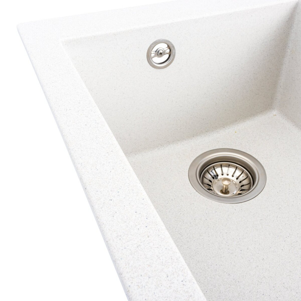 VALESO Гранітна мийка для кухні VALESO SOKIL 4150 матова Біла в крапку Киев - изображение 4