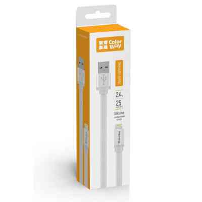 Дата кабель USB 2.0 AM to Lightning 0.25m white ColorWay (CW-CBUM-LM25W) Вінниця