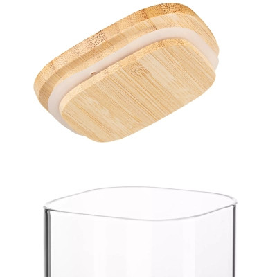 Емкость для сыпучих продуктов Ardesto Midori 500мл, скло, бамбук, квадратна, прозорий (AR1348BBS) Вінниця - фото 2