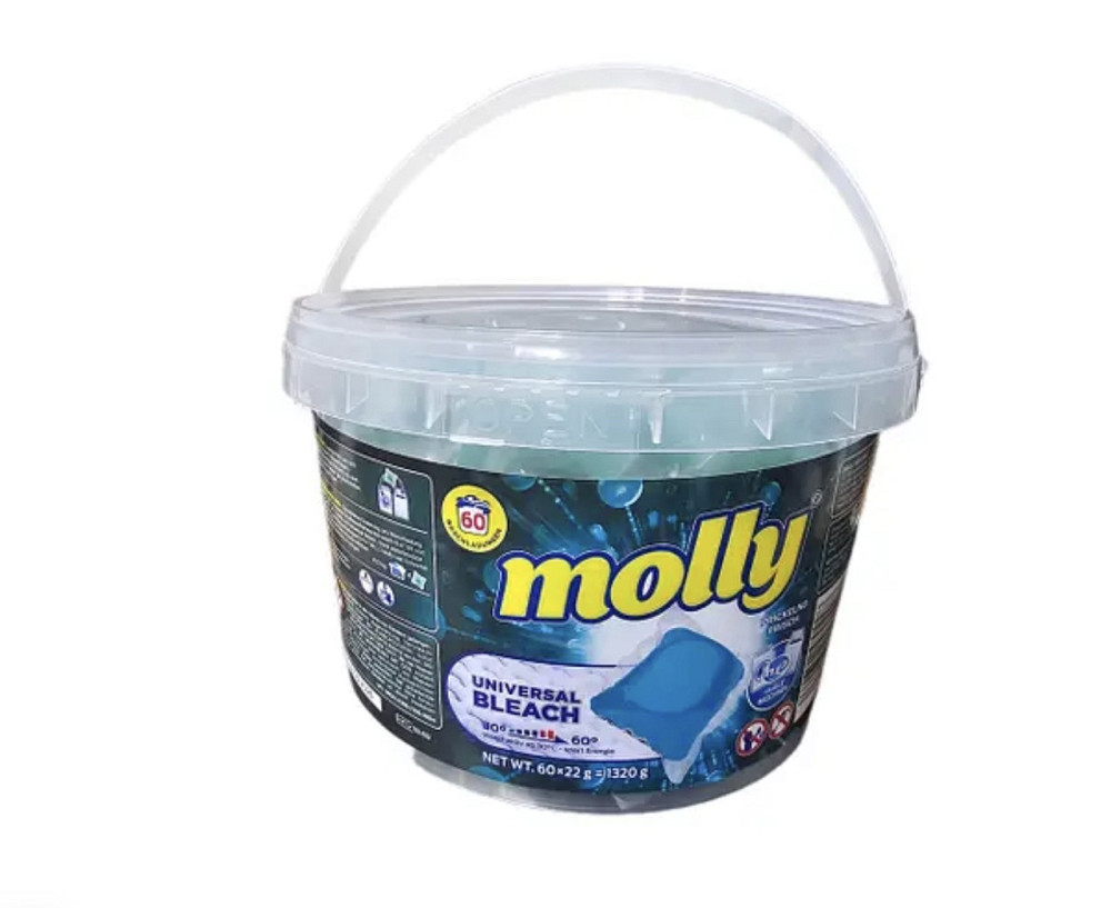 Капсули для прання MOLLY УНІВЕРСАЛЬНА BLEACH блакитні однокомпонентні 60 шт Виноградов - изображение 2