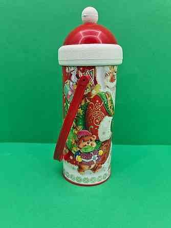 Новорічний тубус для цукерок середній /Дід Мороз і ведмежа (1 шт) Харків