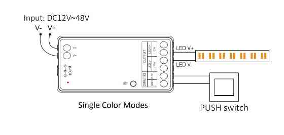 Milight Контролер димер 2 в 1 Single White/CCT 2.4GHz + PUSH DIMM 12-48В Коломия