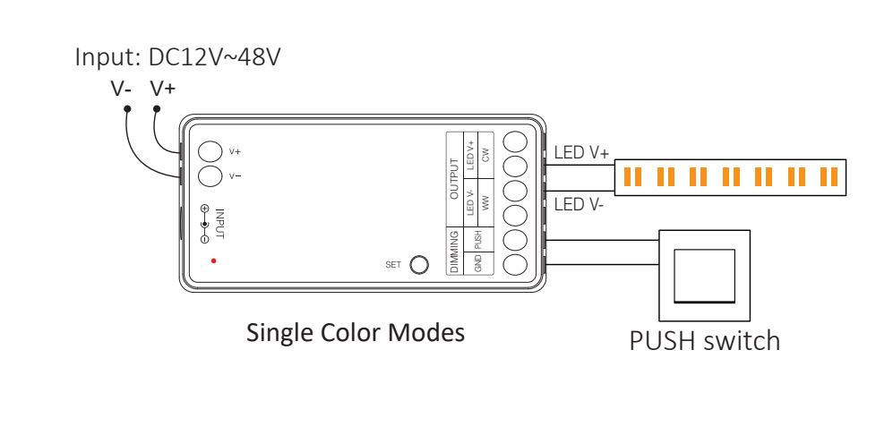 Milight Контролер димер 2 в 1 Single White/CCT 2.4GHz + PUSH DIMM 12-48В Коломия - фото 4