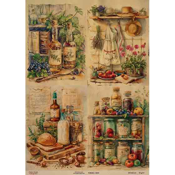 Декупажная карта на крафт-бумаге 