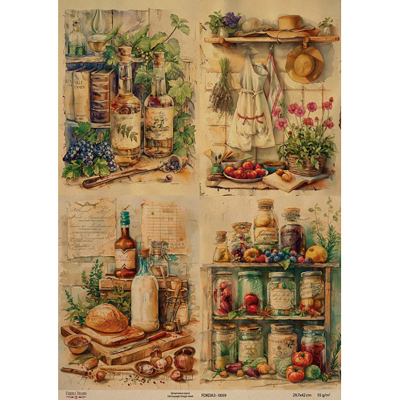 Декупажная карта на крафт-бумаге 