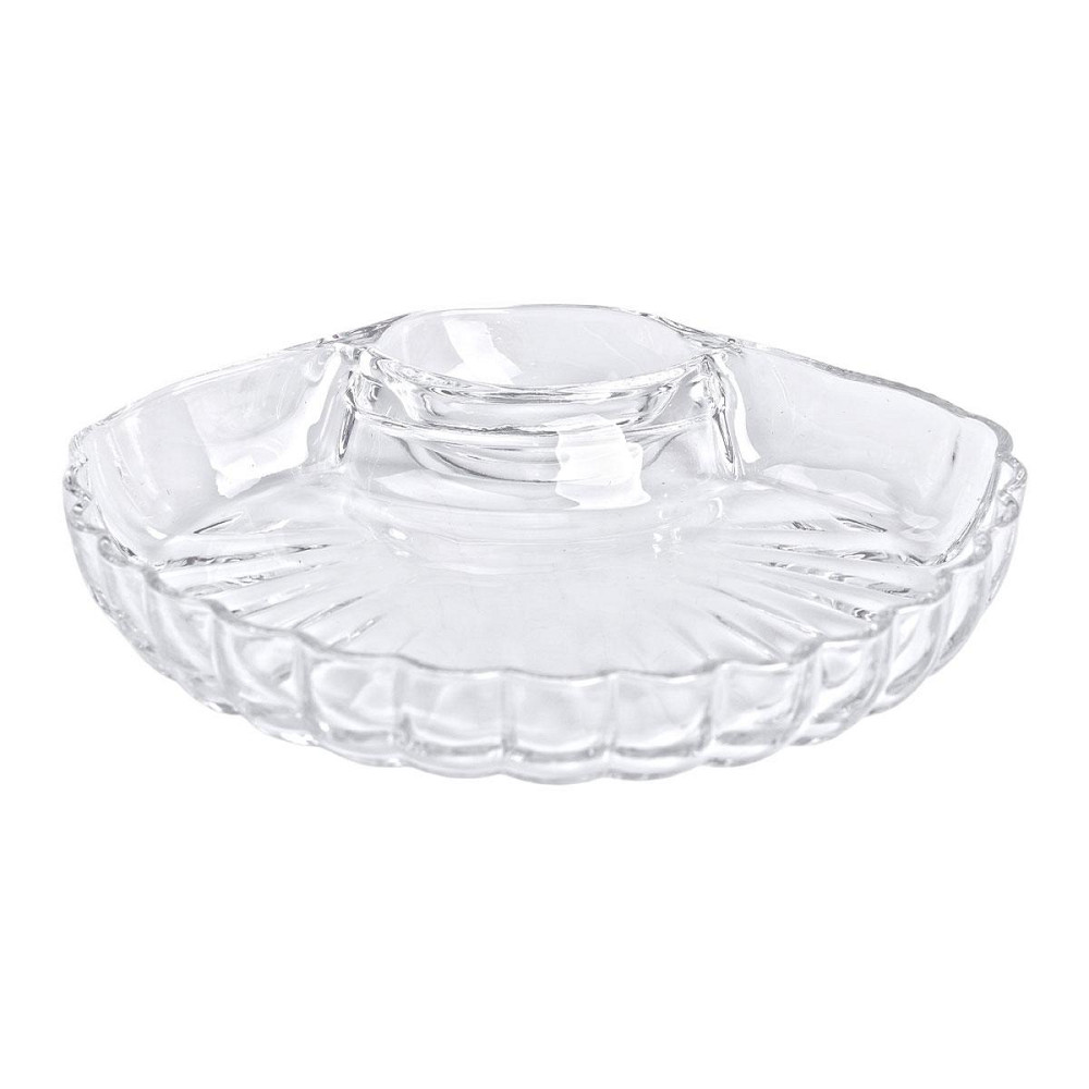 Блюдо сервировочное для закусок с соусником 21х19х3 см стеклянное HP-YH-58 Киев - изображение 6