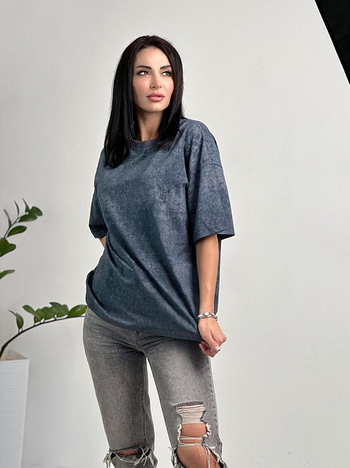 Базова футболка тай-дай "Simple" (Турція) оптом | Норма і батал 46-48, Графіт Київ - фото 1