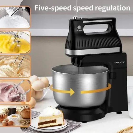 Стационарный миксер SK-6663 500 Вт с турбо-режимом, 6 скоростей и 4 насадками для теста и взбивания Одесса