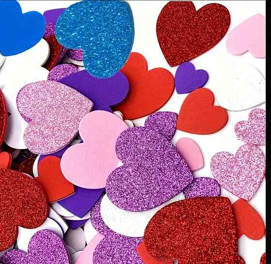 Наклейки у формі серця, самоклеючі наклейки серця, барвисті блискучі серця, набір 50 штук. декор до дня закоханих Київ