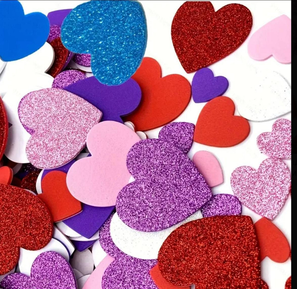 Наклейки у формі серця, самоклеючі наклейки серця, барвисті блискучі серця, набір 50 штук. декор до дня закоханих Київ - фото 1