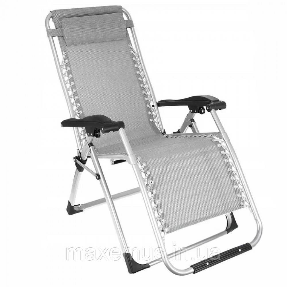 Раскладное кресло шезлонг туристический Bonro BG-007 серый Садовый лежак пляжный шезлонг Мостиська - фото 6