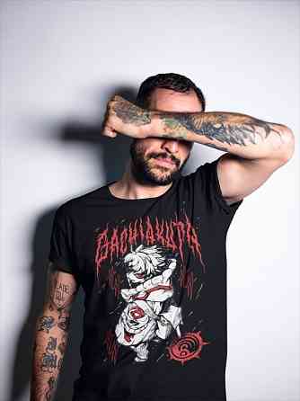 Футболка для хлопчика з аніме принтом Гакхіакута Томе Джапанесе Хоррор оверсайз (зріст від 165 до 180) Чорний AnimeJ0178m Дніпро