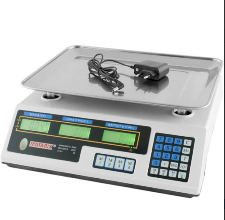 Ваги торговельні електронні для бізнесу + лічильник ціни MATARIX MX-410A 50кг Одеса - фото 2