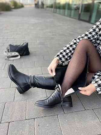 Nivelle Шкіряні чоботи жіночі зимові на низькому ходу чорні на хутрі 5394/2510 р. 36-40 Коломия