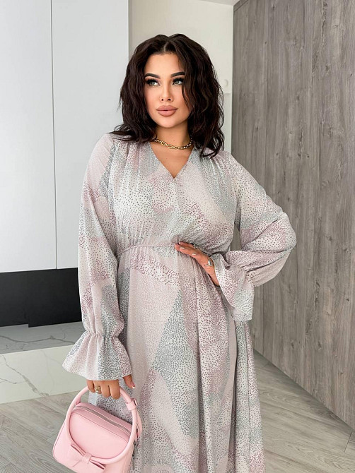 Жіноча елегантна романтична максіплаття софт Ліловий, 54/56 Одеса - фото 3