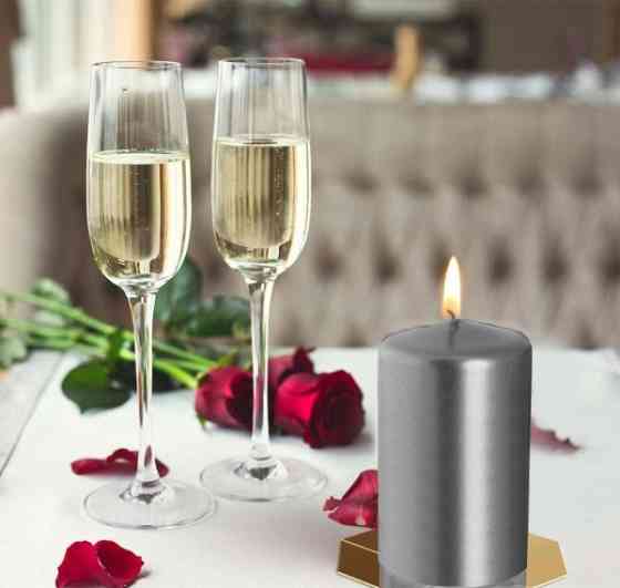 Свічка столова циліндр Bispol AURA Candles sw60/100-271 Срібний металік Луцк