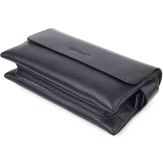 Красивий чоловічий клатч із натуральної комбінованої шкіри CANPELLINI 21564 Чорний Київ