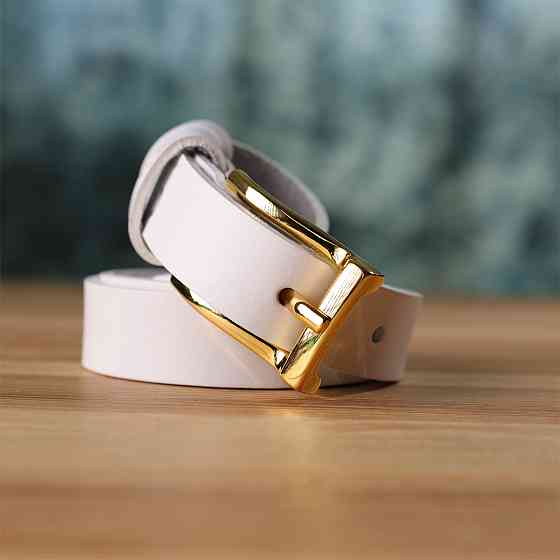 Стильний тонкий шкіряний ремінь для жінок GRANDE PELLE 22948 Білий Київ