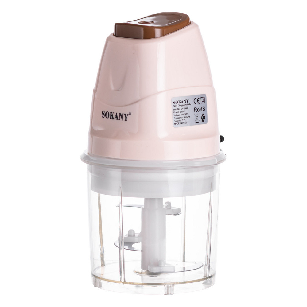 Чоппер измельчитель с чашей на 0.7 л кухонный электрический 250 Вт бежевый Sokany SK-06009BE Киев - изображение 4